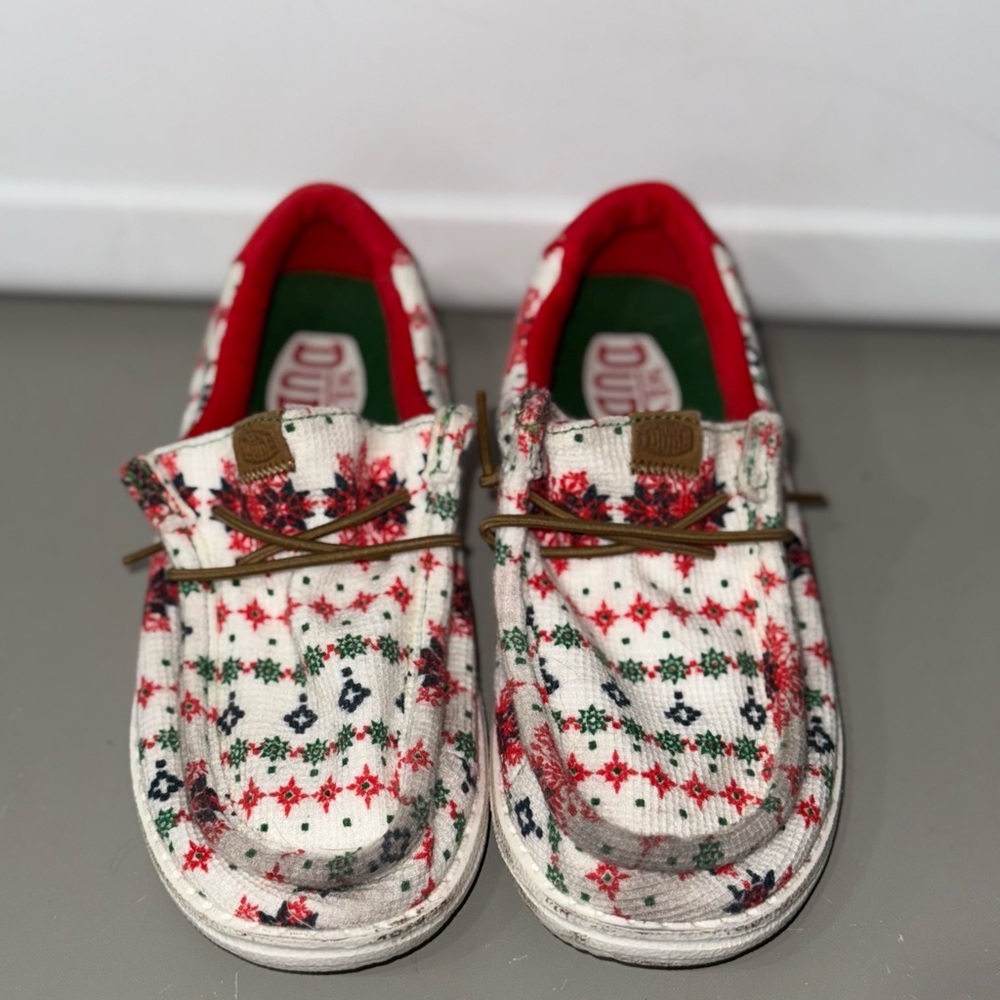 Hey Dude Kids Red and White Moccasins